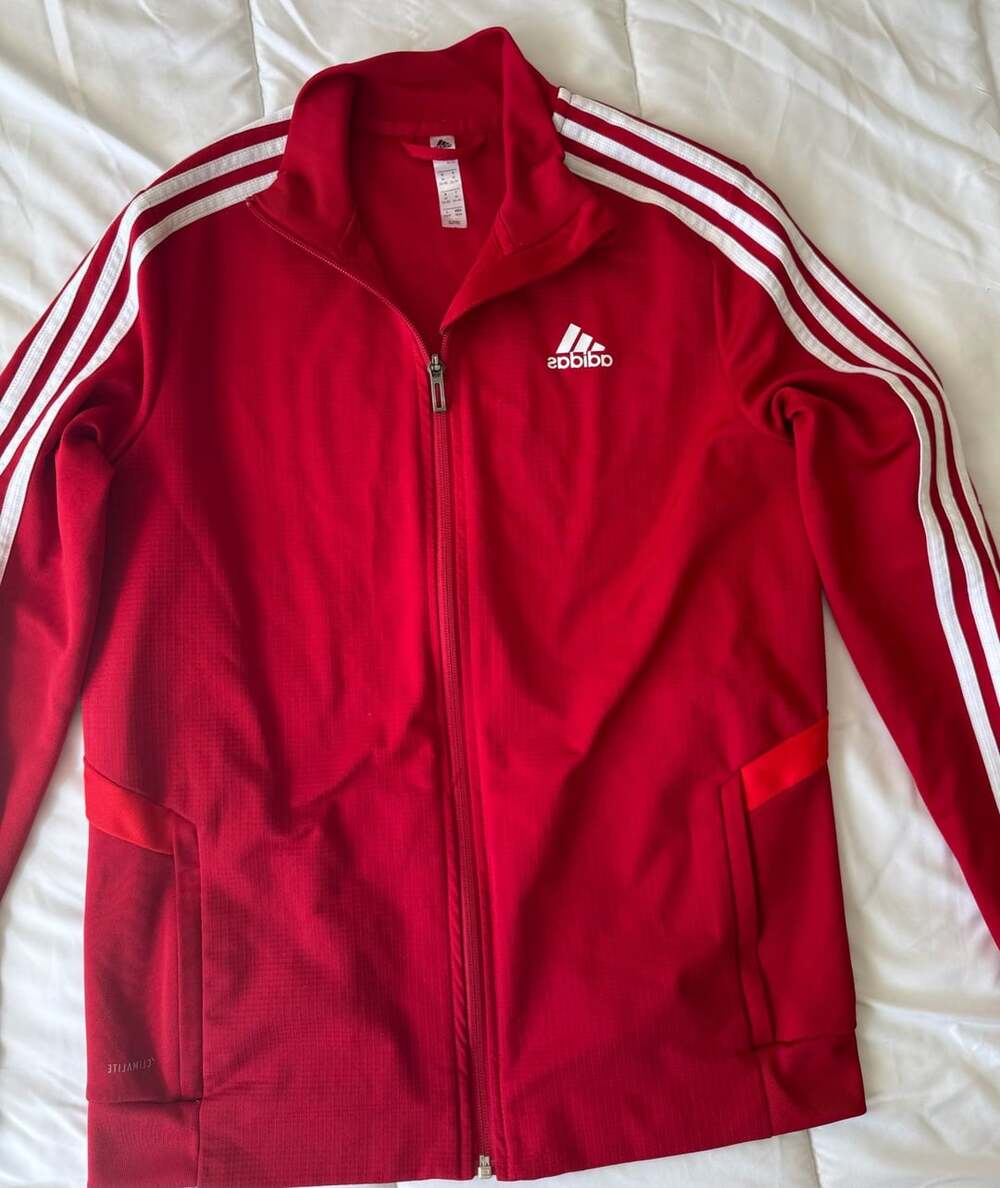 Adidas Climalite Zip-Up Track Jacket Size M Red White